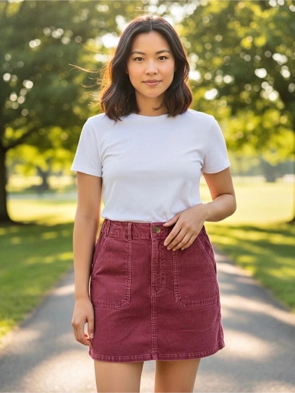 American Eagle Corduroy Mini Skirt Super Stretch Dusty Pink Retro Y2K Women 8
